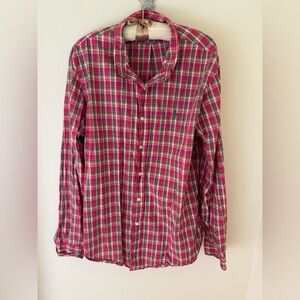 Ralph Lauren Pink and Green Plaid Button Up Shirt 
Size: Large
EUC